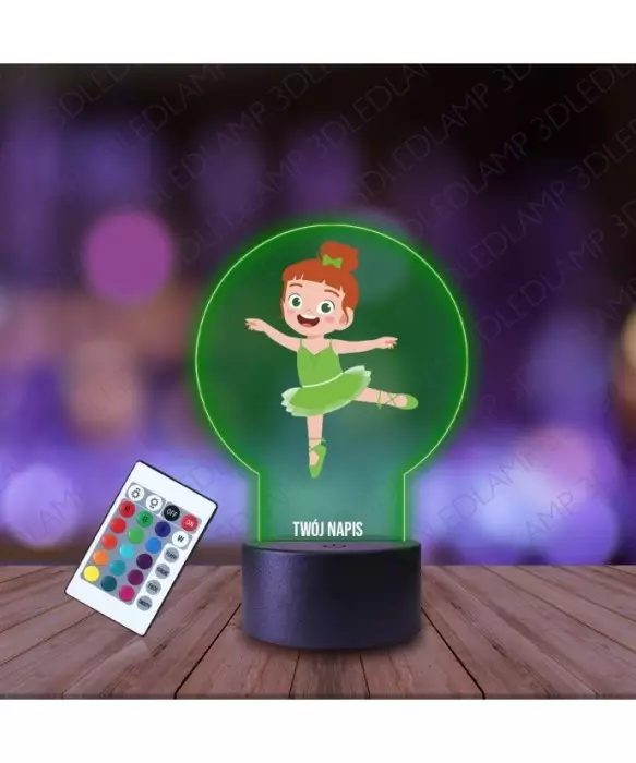 Lampka Nocna 3D LED LAMP z Nadrukiem Baletnica Zielona