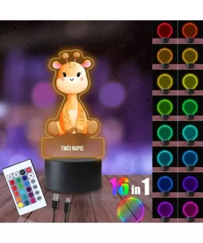 Lampka Nocna 3D LED LAMP z Nadrukiem Żyrafa