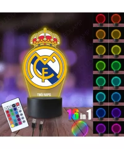 Lampka Nocna 3D LED LAMP z Nadrukiem Real Madryt