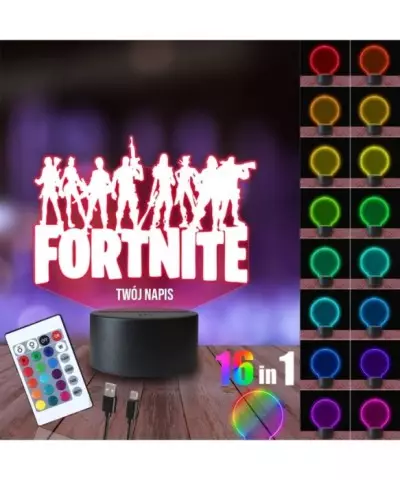 Lampka Nocna 3D LED LAMP Fortnite Postacie Napis