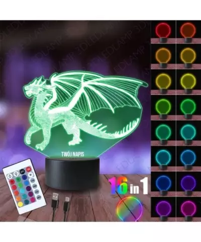 Lampka Nocna 3D LED LAMP Smok Syrax Gra o Tron