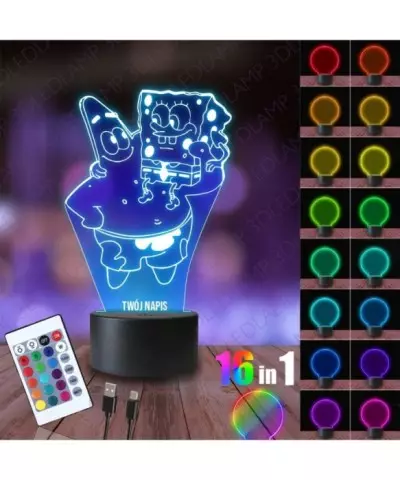 Lampka Nocna 3D LED LAMP Spongebob i Patryk