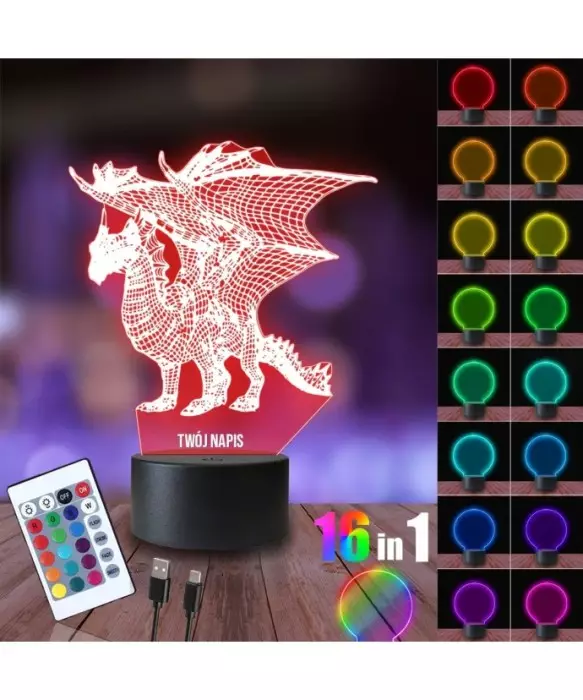 Lampka Nocna 3D LED LAMP Smok Meleys Ród Smoka