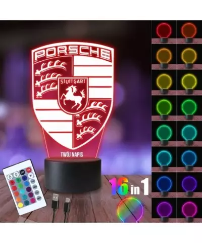Lampka Nocna 3D LED LAMP Porsche Logo
