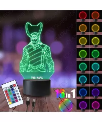 Lampka Nocna 3D LED LAMP Marvel Loki