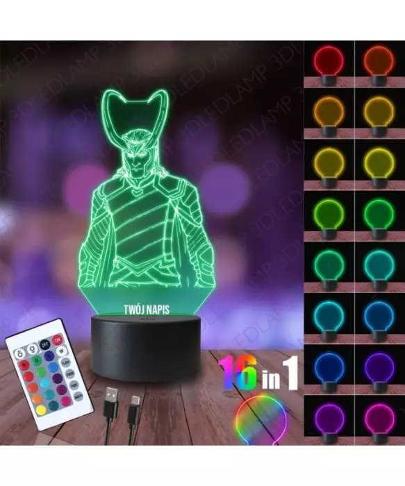 Lampka Nocna 3D LED LAMP Marvel Loki