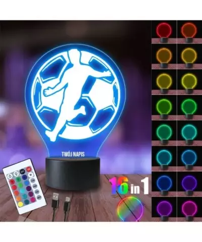 Lampka Nocna 3D LED LAMP Piłkarz Piłka Nożna Sport