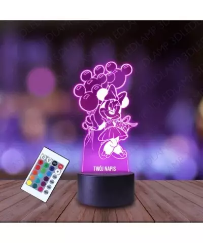 Lampka Nocna 3D LED LAMP Myszka Minnie Balony