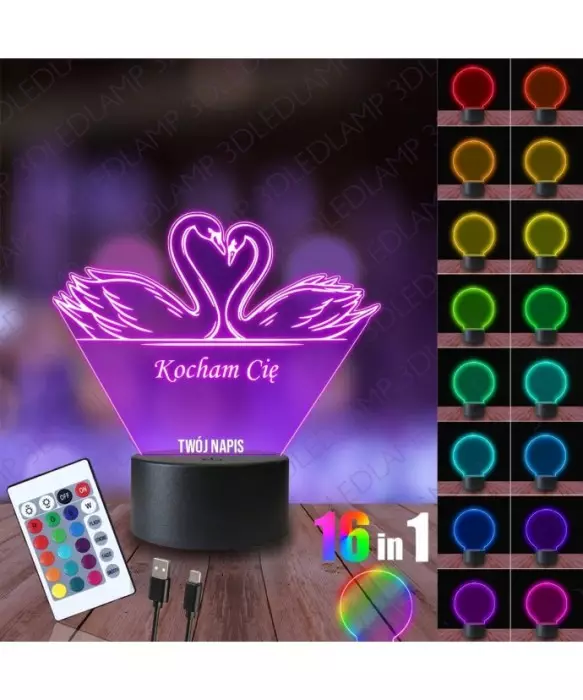 Lampka Nocna 3D LED LAMP Łabędzie