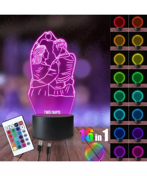 Lampka Nocna 3D LED LAMP Zakochani Rocznica