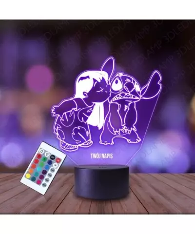Lampka Nocna 3D LED LAMP Lilo i Stich Całus