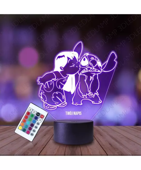 Lampka Nocna 3D LED LAMP Lilo i Stich Całus
