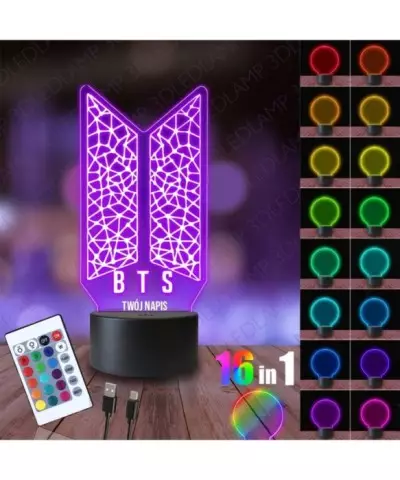 Lampka Nocna 3D LED LAMP BTS Zespół Logo