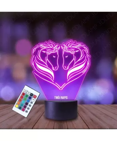 Lampka Nocna 3D LED LAMP Konie Serce