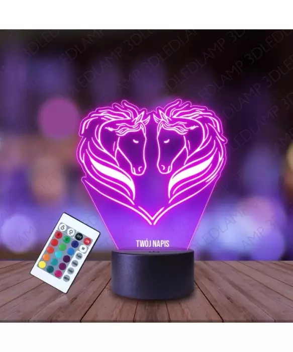 Lampka Nocna 3D LED LAMP Konie Serce