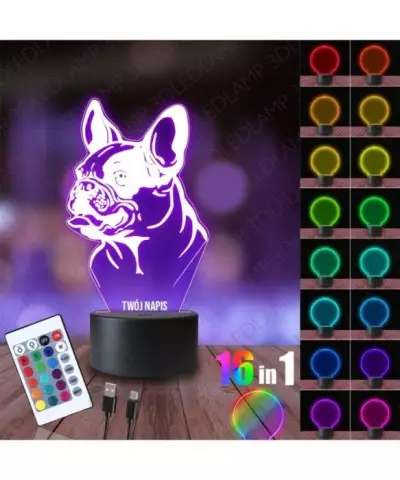 Lampka Nocna 3D LED LAMP Pies Buldog Francuski