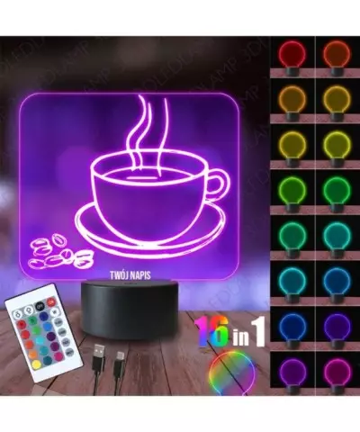 Lampka Nocna 3D LED LAMP Kawa Kawiarnia