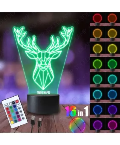 Lampka Nocna 3D LED LAMP Jeleń