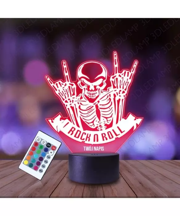 Lampka Nocna 3D LED LAMP Czaszka Rock and Roll