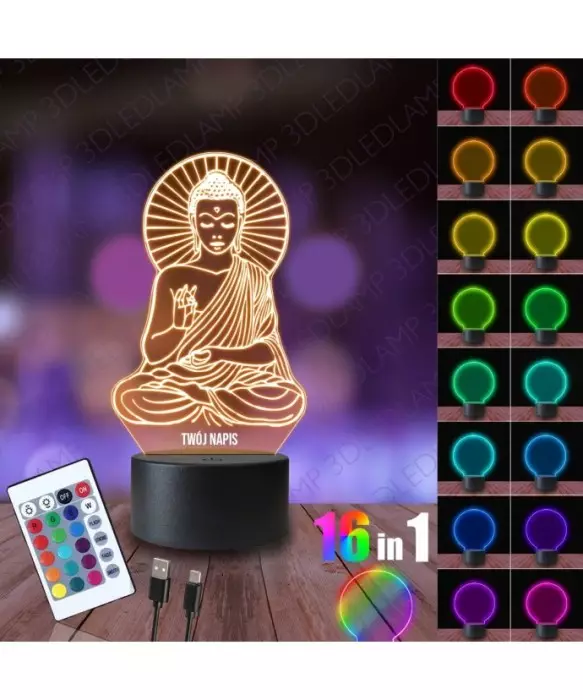 Lampka Nocna 3D LED LAMP Budda