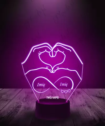 Lampka LED 3D Plexido Serce z Rąk Walentynki - 3