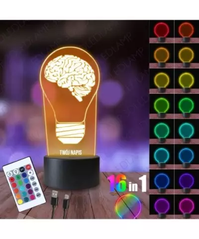 Lampka Nocna 3D LED LAMP Mózg w Żarówce
