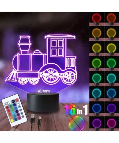 Lampka Nocna 3D LED LAMP Lokomotywa Pociąg Kolej