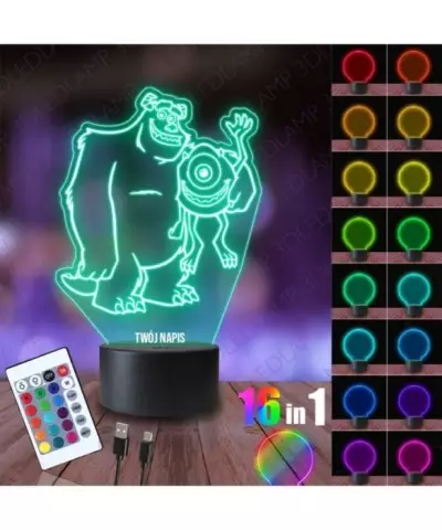 Lampka Nocna 3D LED LAMP Potwory i Spółka