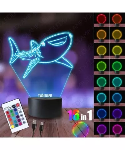 Lampka Nocna 3D LED LAMP Baby Shark Rekin