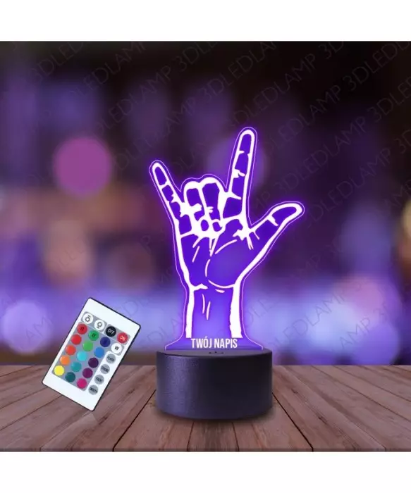 Lampka Nocna 3D LED LAMP Rock and Roll Znak
