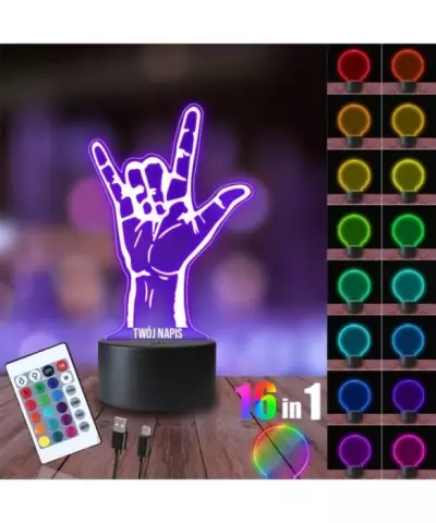 Lampka Nocna 3D LED LAMP Rock and Roll Znak