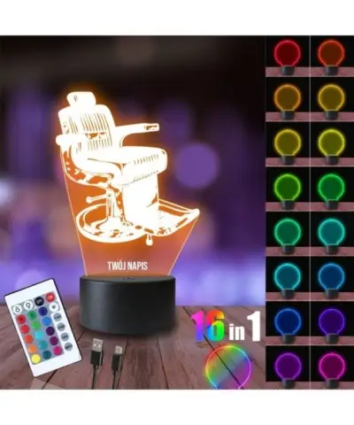 Lampka Nocna 3D LED LAMP Salon Fryzjerski Fotel