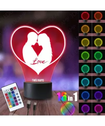 Lampka Nocna 3D LED LAMP Serce Napis Love