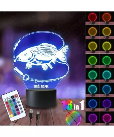 Lampka Nocna 3D LED LAMP Klub Wędkarski Ryba