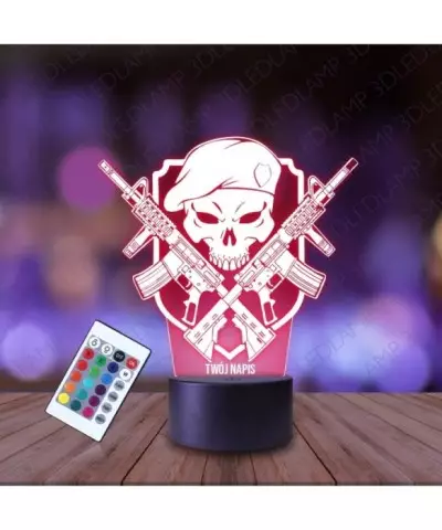 Lampka Nocna 3D LED LAMP Czaszka z Karabinami
