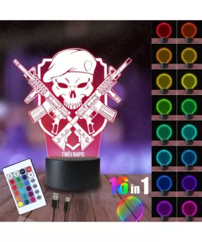 Lampka Nocna 3D LED LAMP Czaszka z Karabinami