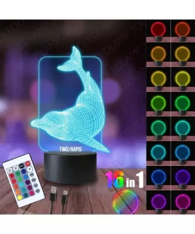 Lampka Nocna 3D LED LAMP Delfin Waleń
