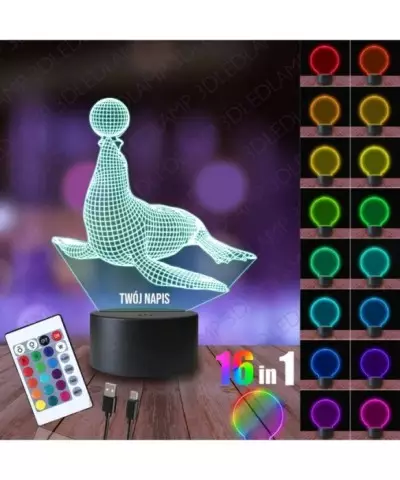 Lampka Nocna 3D LED LAMP Foka Lew Morski