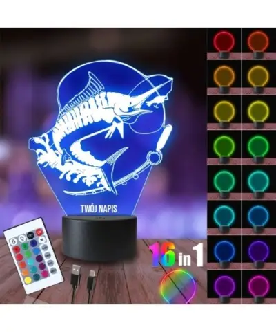 Lampka Nocna 3D LED LAMP Ryba Miecznik