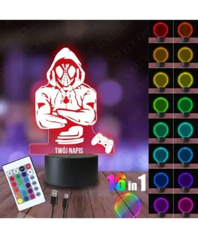 Lampka Nocna 3D LED LAMP Spiderman Gracz