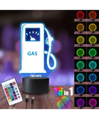 Lampka Nocna 3D LED LAMP Stacja Benzynowa Paliwo