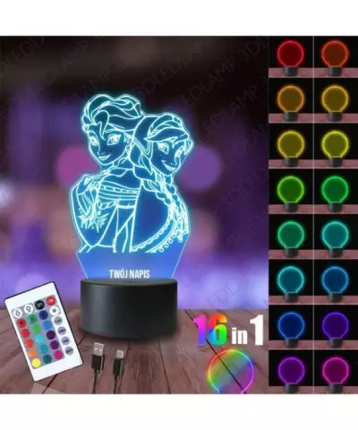 Lampka Nocna 3D LED LAMP Elsa i Anna Kraina Lodu