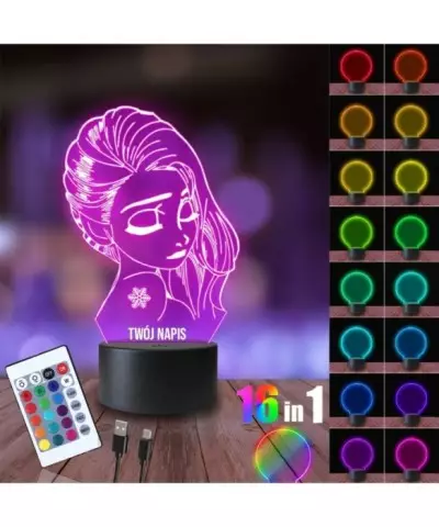 Lampka Nocna 3D LED LAMP Kraina Lodu Elsa Frozen