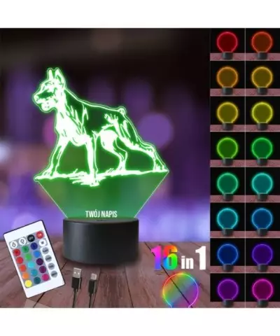 Lampka Nocna 3D LED LAMP Doberman