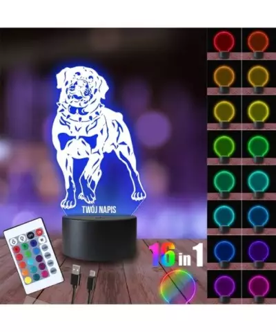 Lampka Nocna 3D LED LAMP Rottweiler Pies