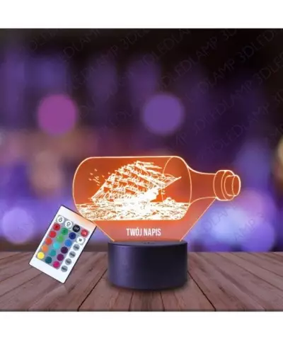 Lampka Nocna 3D LED LAMP Statek w Butelce