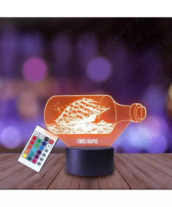 Lampka Nocna 3D LED LAMP Statek w Butelce