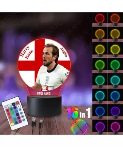 Lampka Nocna 3D LED LAMP z Nadrukiem Mundial Anglia Kane