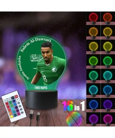 Lampka Nocna 3D LED LAMP z Nadrukiem Mundial Arabia Saudyjska