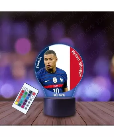 Lampka Nocna 3D LED LAMP z Nadrukiem Mundial Francja Mbappe